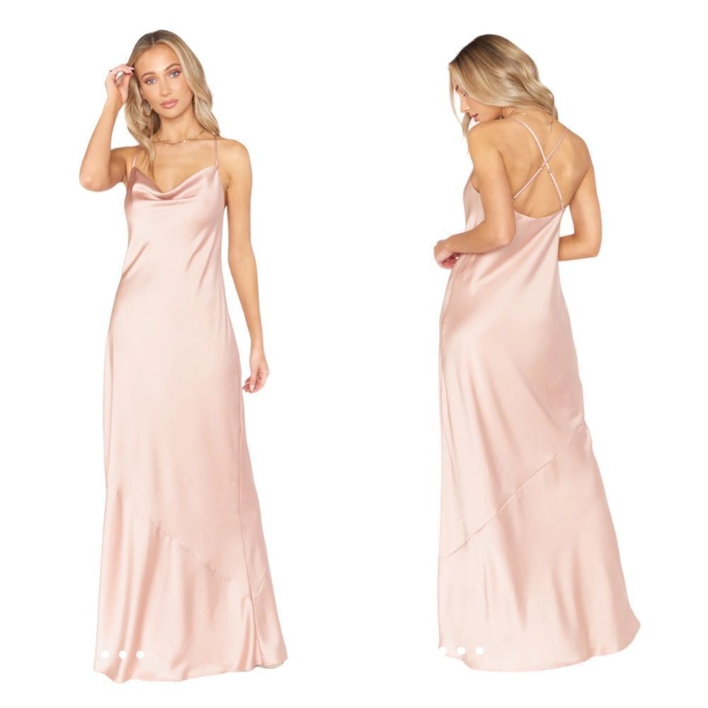 Formal Elegant Holiday Bodycon Nude Pink Maxi Scoop Neck Spaghetti Strap Dress